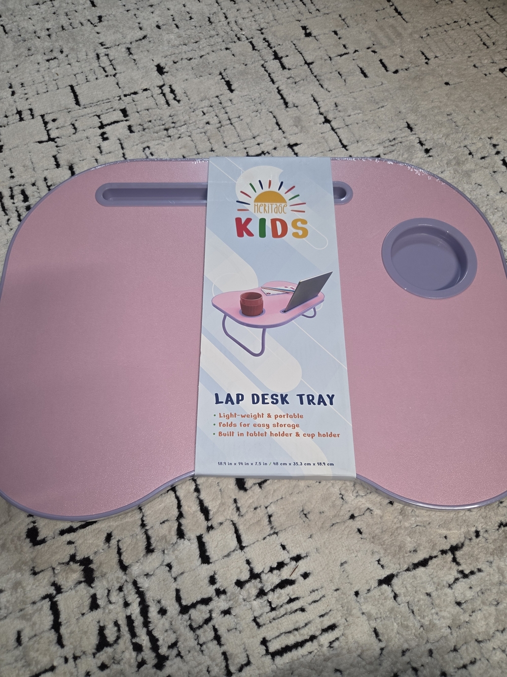 Heritage Pink Lap Desk Tray with Cup Holder NEW